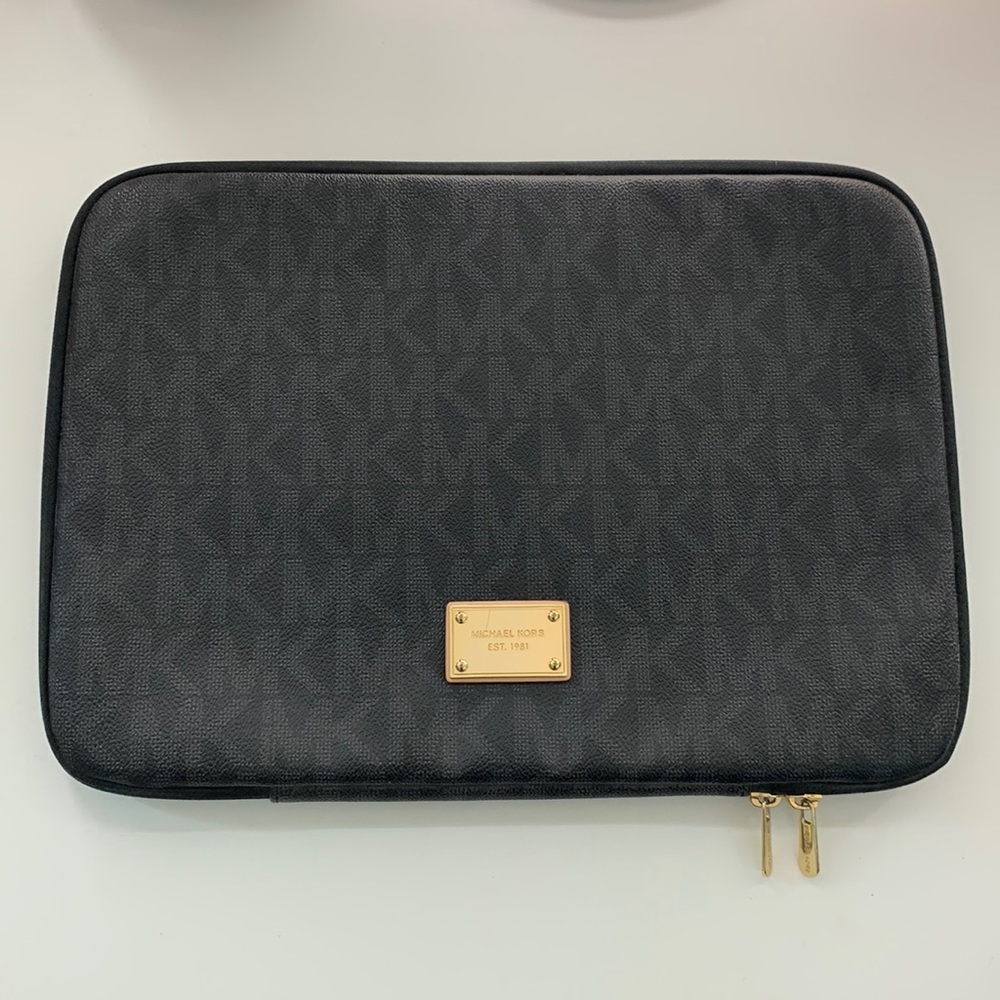 Michael Kors Black Tablet Sleeve with Gold Hardware